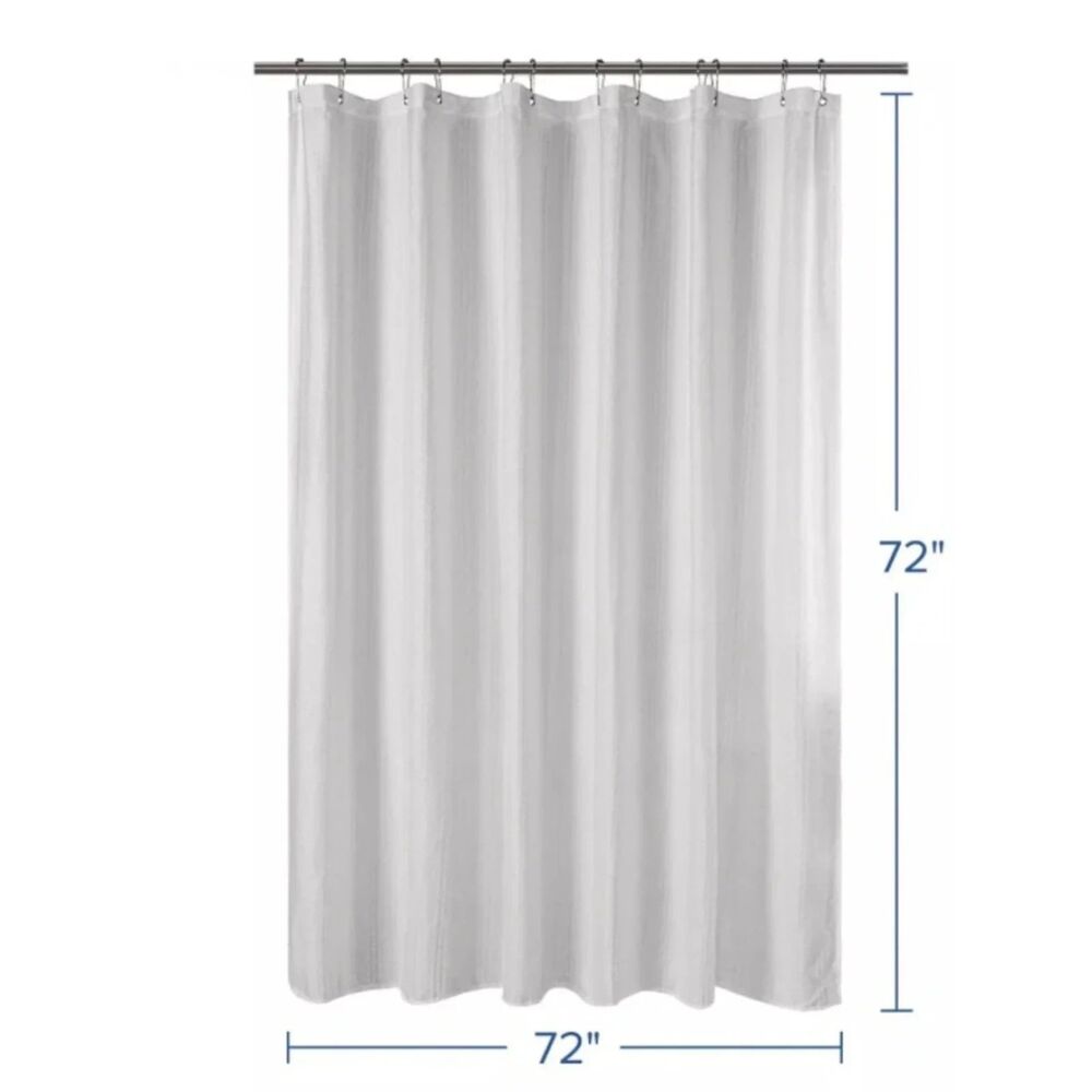 Awesome Home Chenille Striped White Shower Curtain 72inx72in
